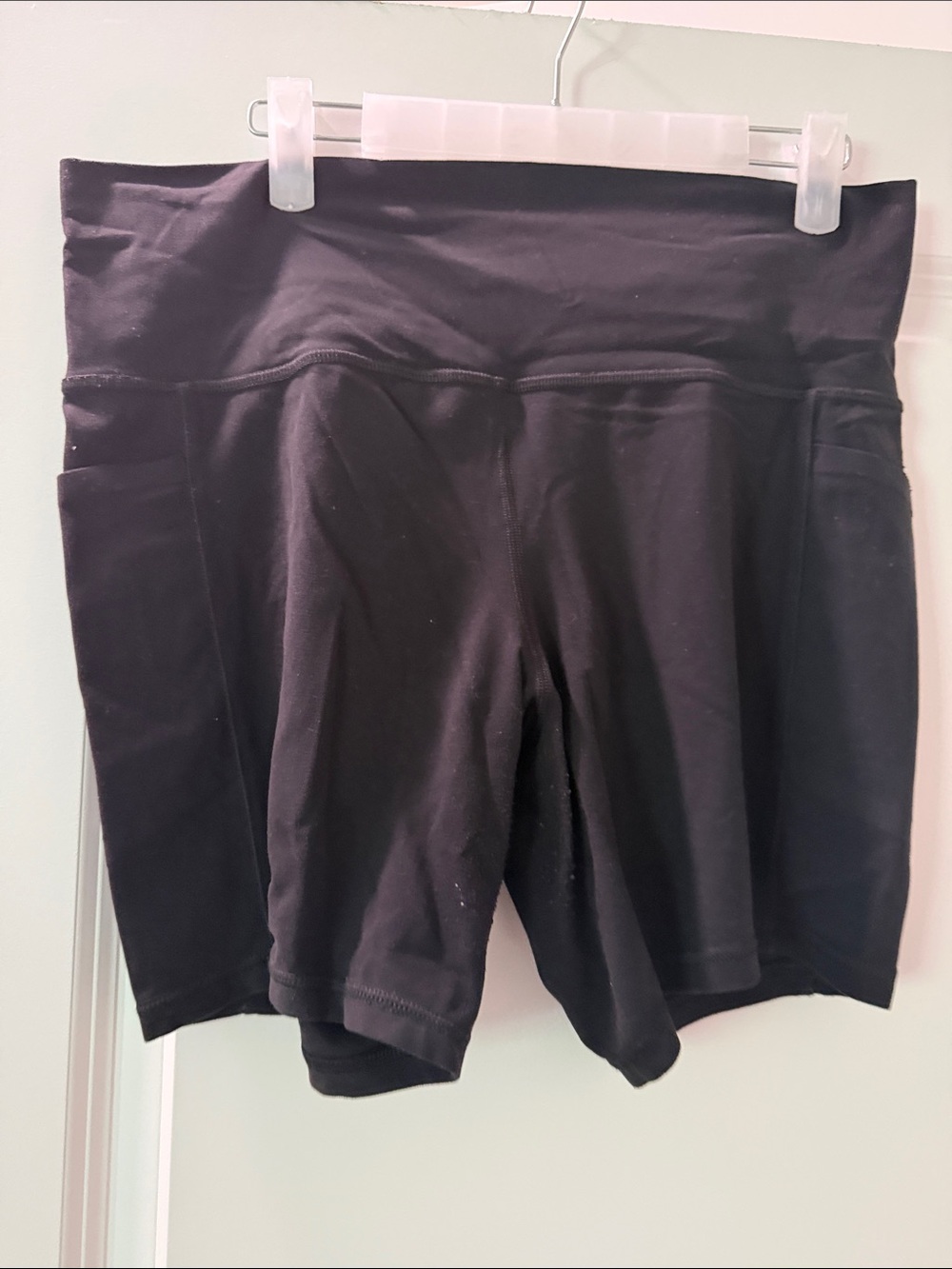 Athleta Solid Black High-Rise Bike Shorts with Side Panels